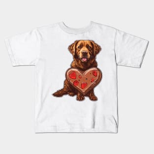 Valentine Golden Retriever Shaped Chocolate Kids T-Shirt